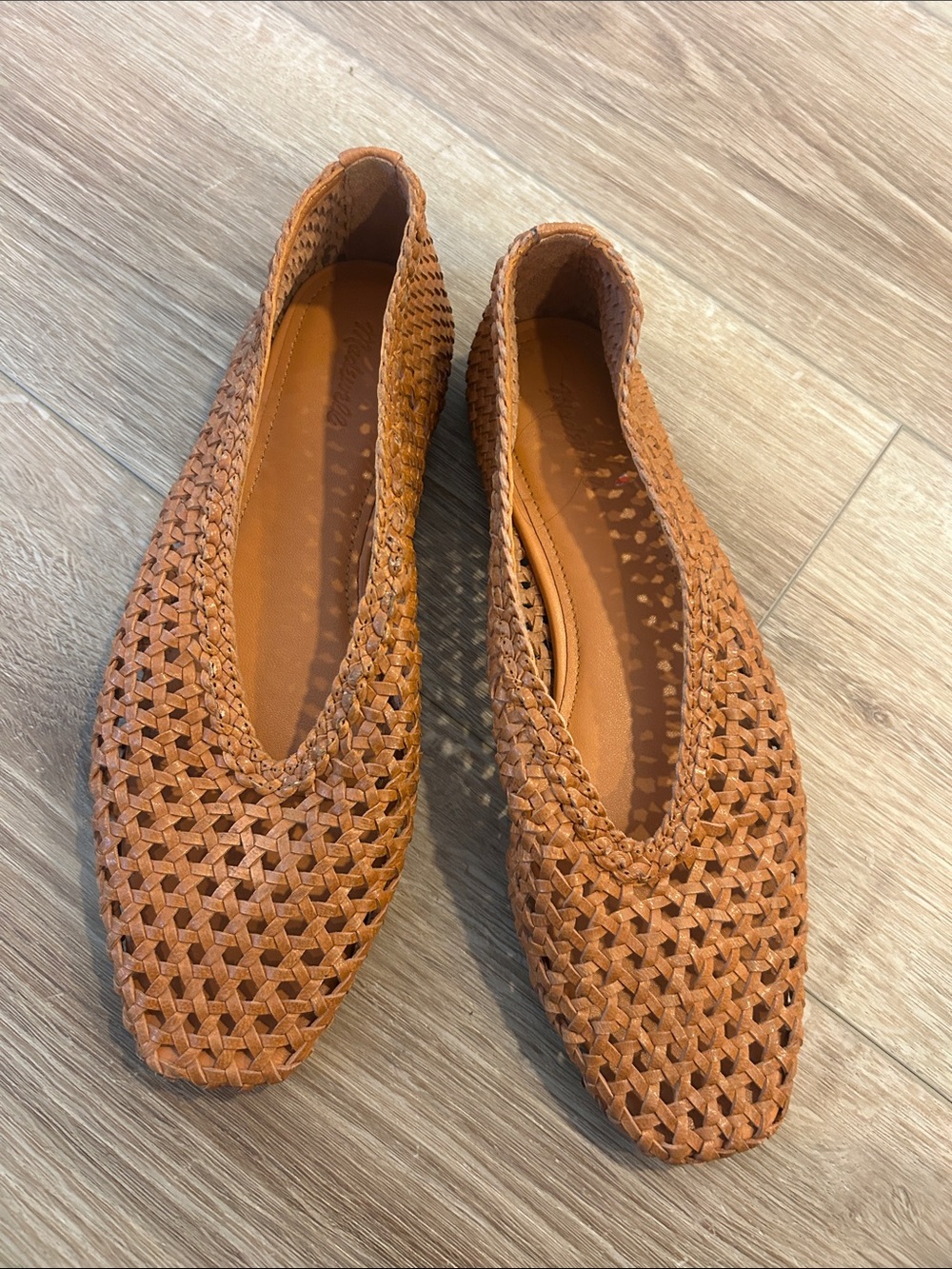 Madewell 7.5 Woven Leather Ballet Flats in Tan
